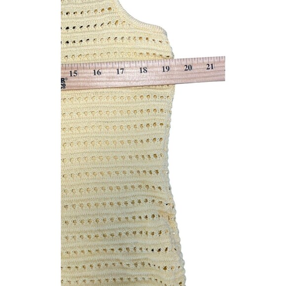 St John Collection Butter Yellow Shirt Tank Crochet Eyelet Top Womens Medium - Picture 9 of 12